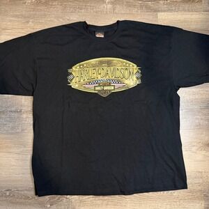 Harley-Davidson Amsterdam Netherlands Graphic Shirt Mens 2XL Black Short Sleeve